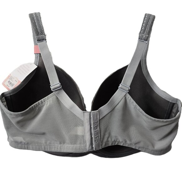 Cacique Lightly Lined Balconette Bra 42DD 42 DD Full Coverage Modern Lace Gray - Picture 8 of 8